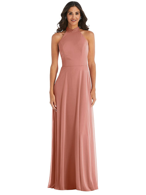 After Six High Neck Halter Backless Maxi Dress