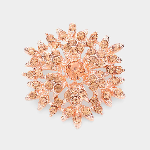 FASHNZFAB Bubble Stone Cluster Snowflake Pin Brooch Pink 4