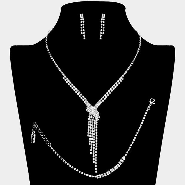 FASHNZFAB Fringe V Shape Jewelry Set Black 5