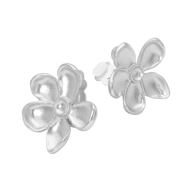 FASHNZFAB Flower Clip On Earrings Pink 3