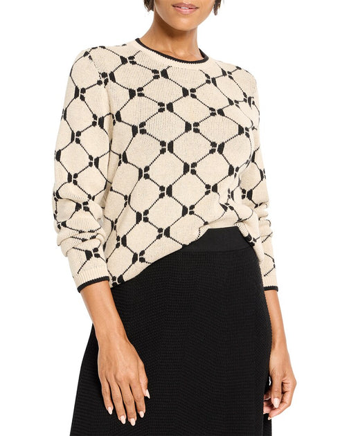 Nic + Zoe Geo Argyle Knit Sweater Beige XSmall 2
