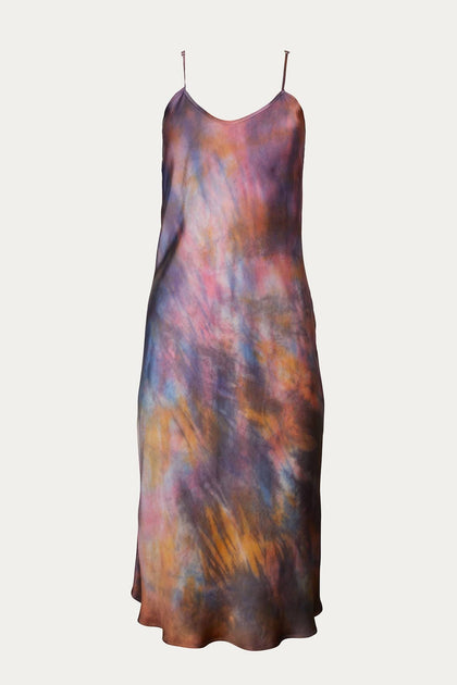 Haley Solar Tie-Dyed Silk Charmeuse Slip Dress Multi Small 3