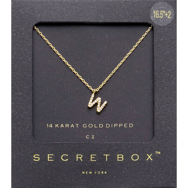 FASHNZFAB Secret Box W Initial Pendant Necklace Gold 3