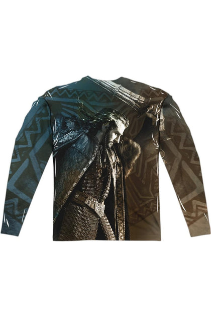 Gildan Hobbit King Front/Back Print Long Sleeve Crew Tee Green XXXLarge 3