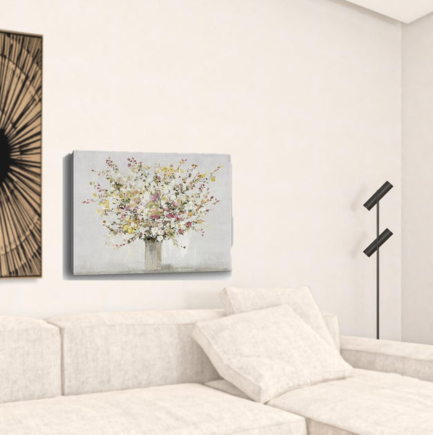 Hivvago Large Colorful Wildflowers Canvas Wall Art Neutral 3