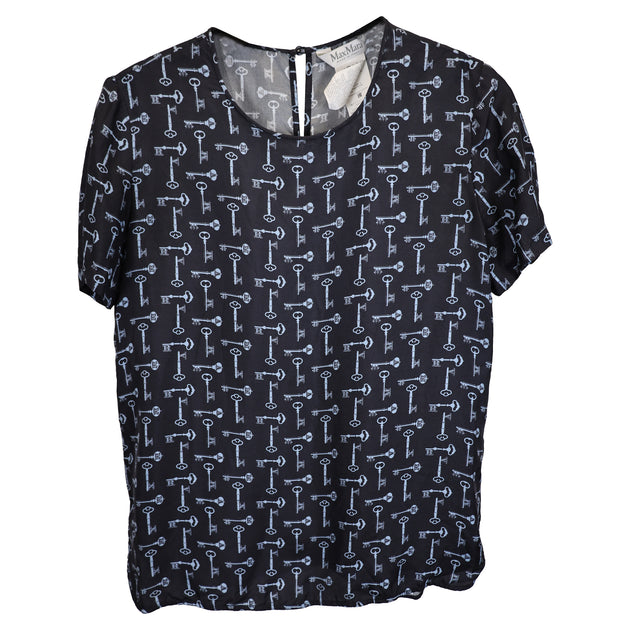 Max Mara Golf Key Printed T-Shirt Navy US 4 2