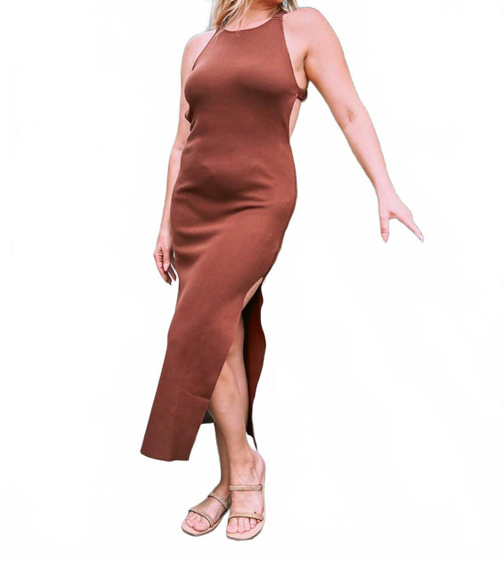 CRESCENT Form Fitted Criss-Cross Back Dress Red Large 2