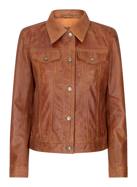 TruClothing Vintage Leather Biker Jacket Brown Medium 2