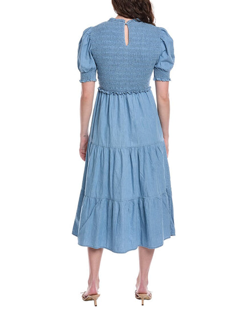 Sail to Sable Smocked Midi Dress Blue Medium 3