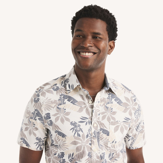 Nautica Printed Short-Sleeve Shirt White Large 4