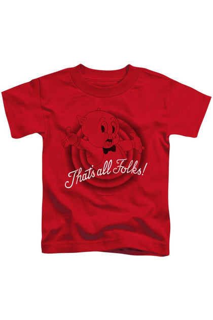 Gildan Looney Tunes Thats All Folks Short Sleeve Tee Red 4 Years 2