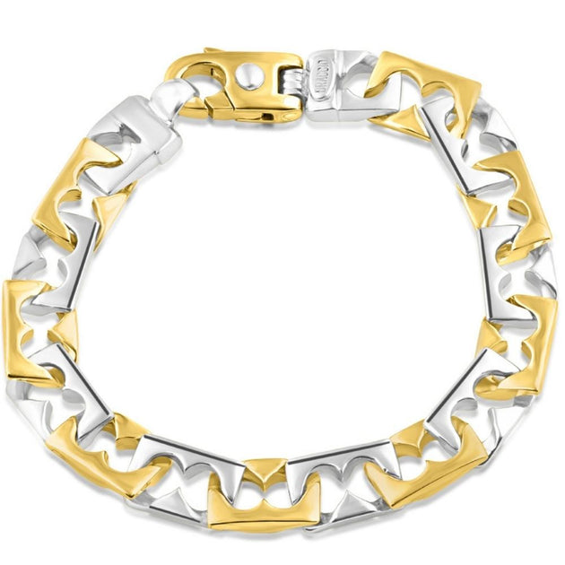Pompeii3 Men's Solid 14k Gold Bracelet Silver 8.5 inch 2