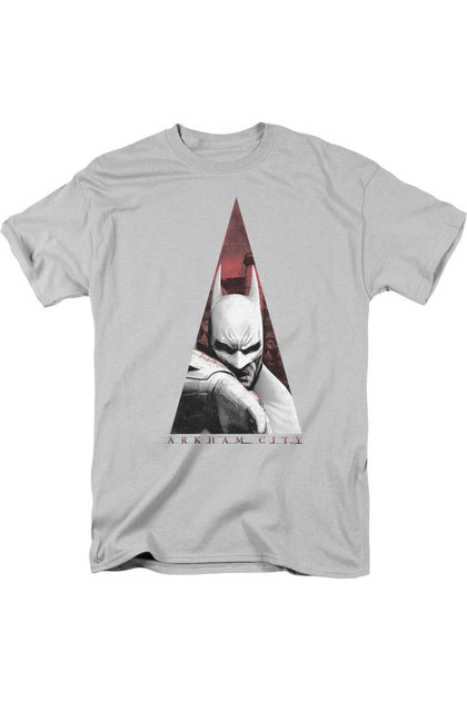 Gildan Batman Arkham City Bat Triangle Short Sleeve T-Shirt Grey Large 2
