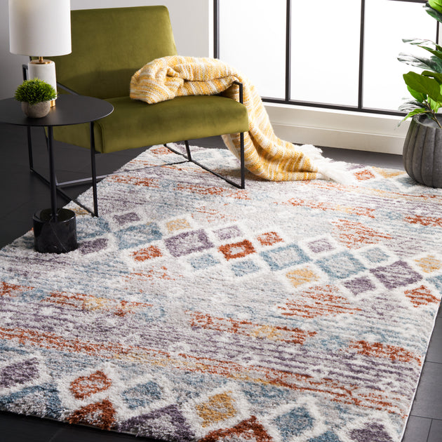 Safavieh Berber Shag Area Rug Blue Rust Ivory 2