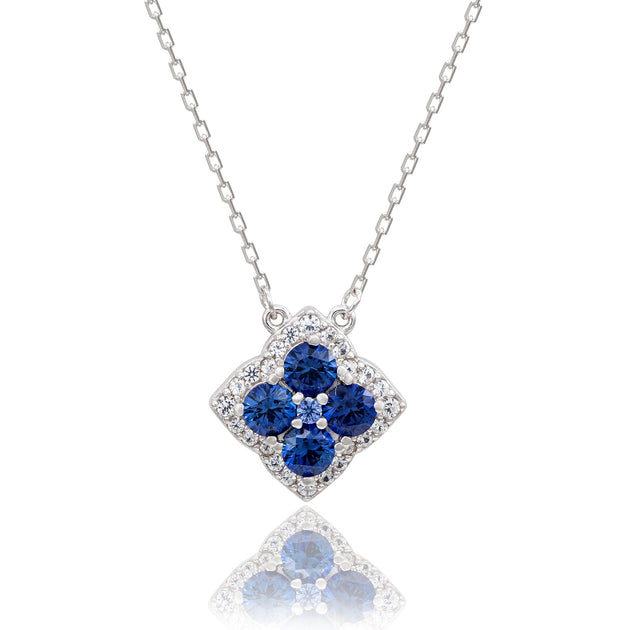 Suzy Levian Clover Flower Necklace Blue 3