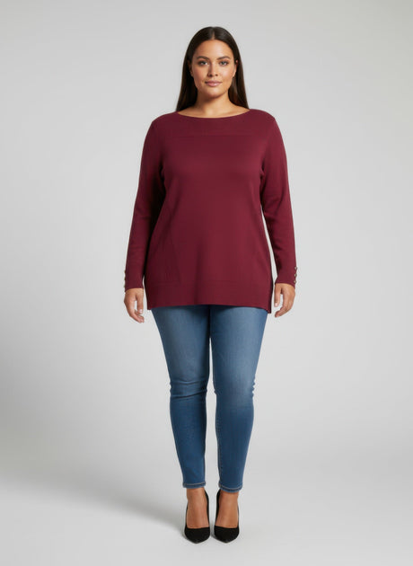 TRUEDAMES Long Sleeve Ribbed Knit Tunic Top Pink Large 2