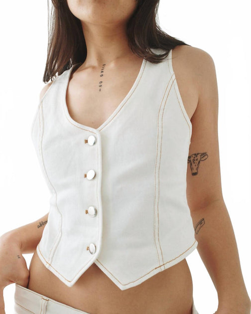 T.W.I.N. That's What I Need Twill Vest White Large 3