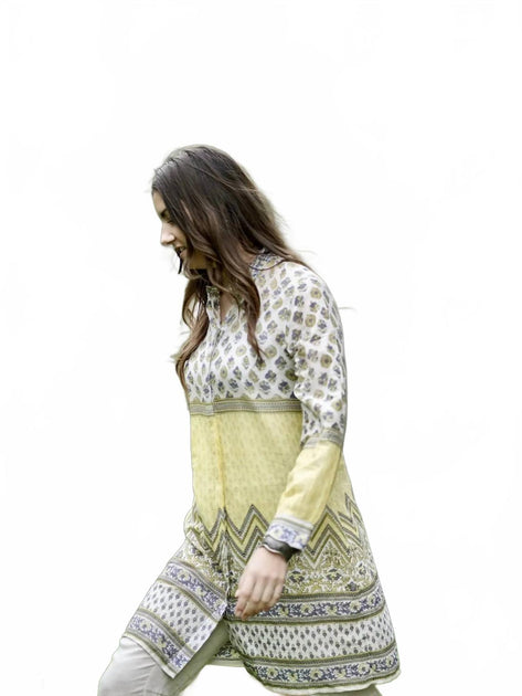 Dolma Florence Button Down Tunic Top Yellow/XLarge 4