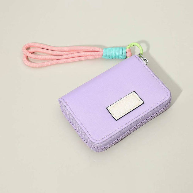 FASHNZFAB Portefeuille mini compact à fermeture éclair Rose 3