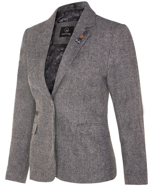 Oliver Tweed 1920s Herringbone Wool Blazer Grey Small 3