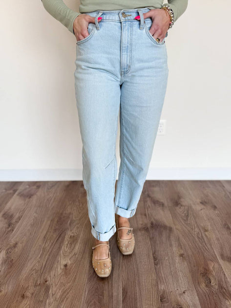 DAZE Alder High Rise Barrel Jeans Blue 27 2