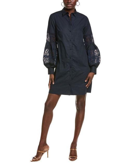 lela rose shirt dress Lela Rose | Striped Cotton Asymmetrical Shirt Dress