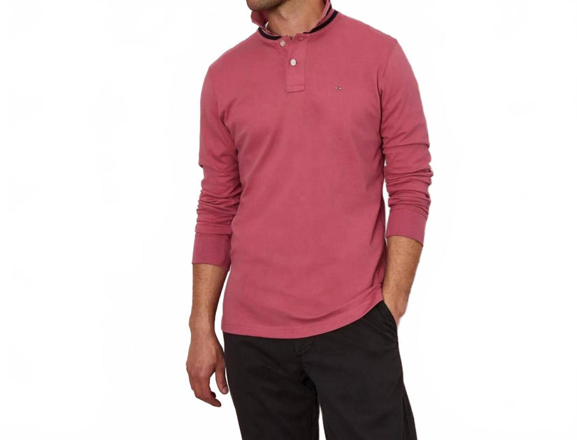 Eden Park Long Sleeve Polo Shirt Pink Large 2