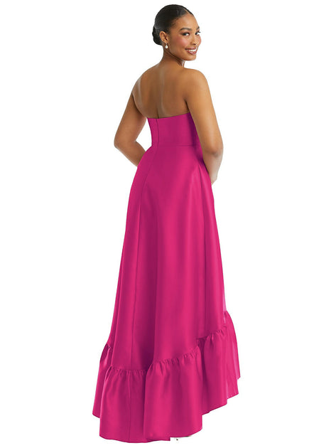 Alfred Sung Strapless Satin High-Low Dress Grey US 0 3