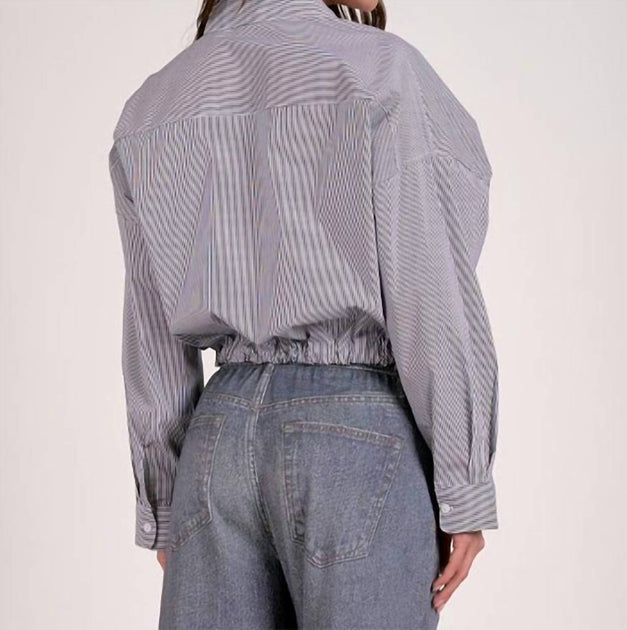 Elan Button Up Streifenbluse Grau Large 3