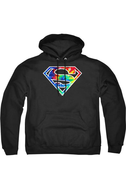 Gildan Superman Tie Dye Logo Sweat à Capuche Noir Small 2