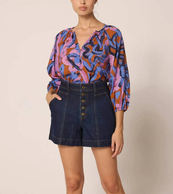 Cleobella Ramona Blouse Blue Medium 2