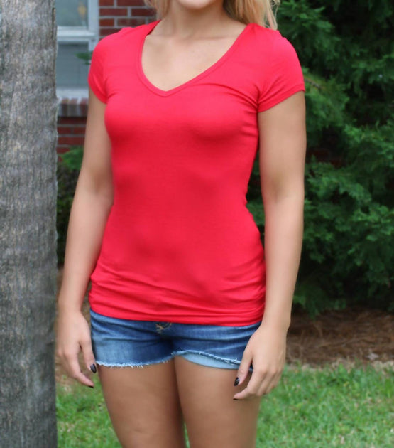 Ya Los Angeles V-Neck Tee Pink Medium 2