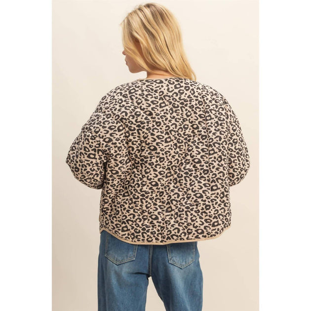HYFVE Leopard Quilted Puffer Jacket Beige Medium 4