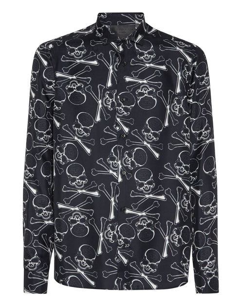 Philipp Plein Silk Dandy Shirt Skull & Bones Black Small 2