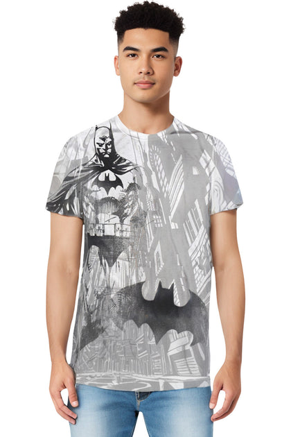 Gildan Batman Vigilance Kurzarm Herren Poly Crew Shirt Grau Medium 4