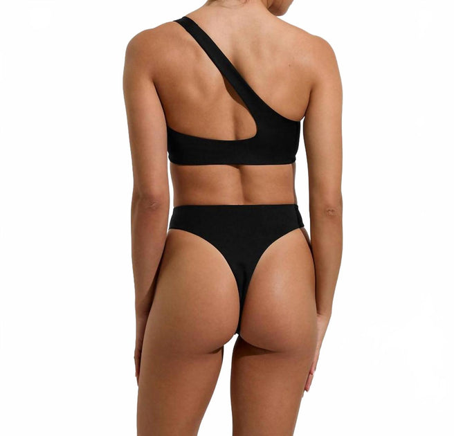Left On Friday Offshore One Shoulder Swim Top Black Small 3