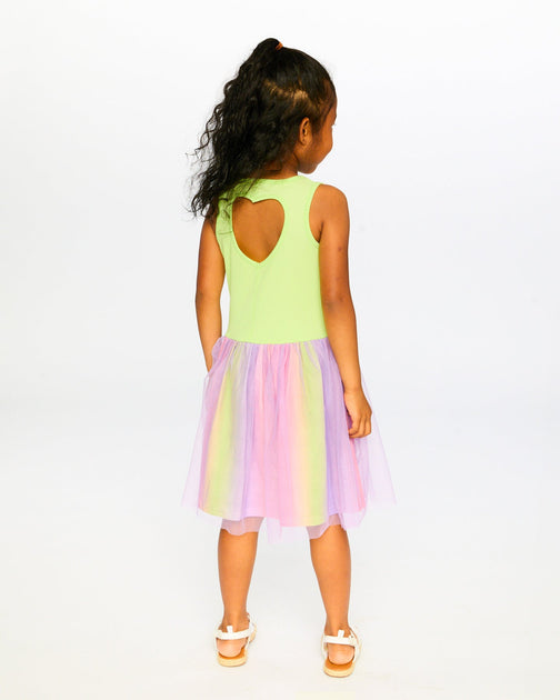 Deux par Deux Sleeveless Bi-Material Dress Lime Green US 4T 3