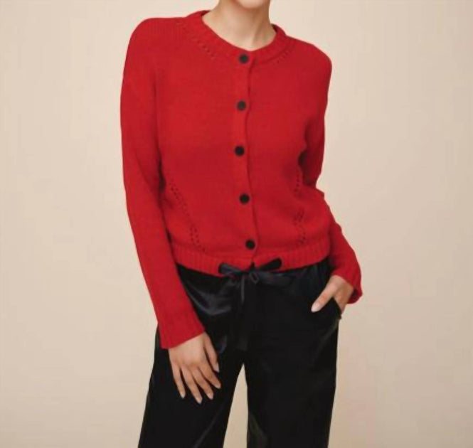 Bella Dahl Kordelzug-Strickjacke Rot Small 2