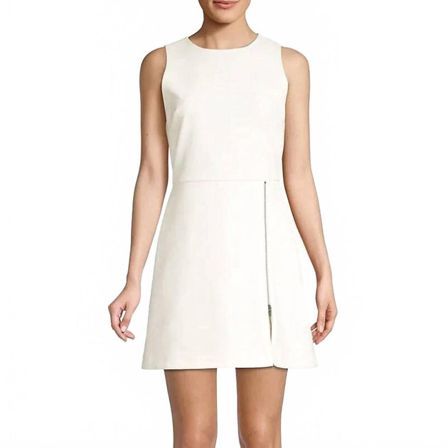 alice + olivia Julie Zip Mini Dress White US 6 2