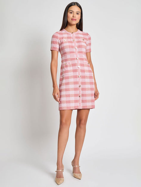 Misook Tweed Knit Sheath Dress Pink Large 2