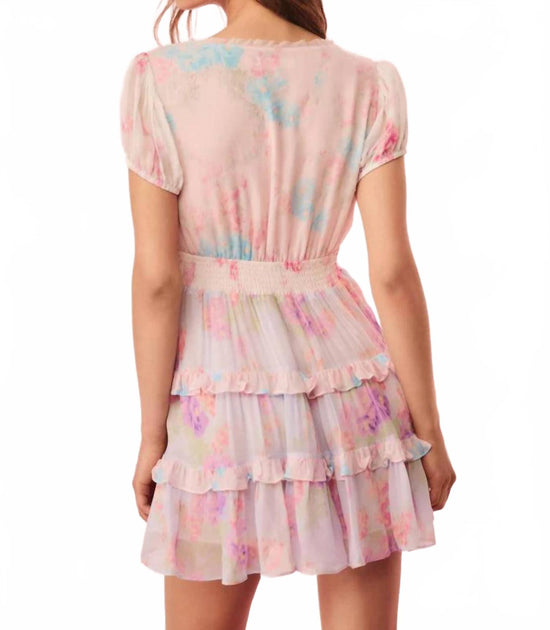 LoveShackFancy Spirea Floral Chiffon Mini Dress Multi US 6 4