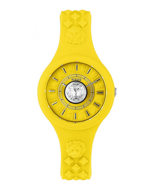 Versus Versace Fire Island Silicone Watch In Yellow | ShopSimon display picture 1