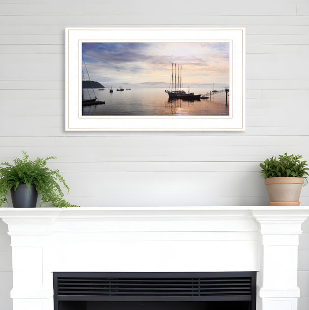 Hivvago Bar Harbor Silhouettes 1 Framed Print Wall Art White 2