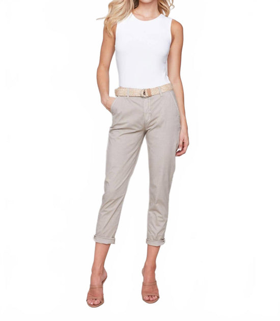 Charlie B Slim Pant Leg Pants With Belt Beige US 12 2
