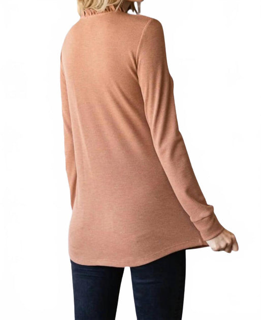 7th Ray Ruffle Button Top Brown Small 4