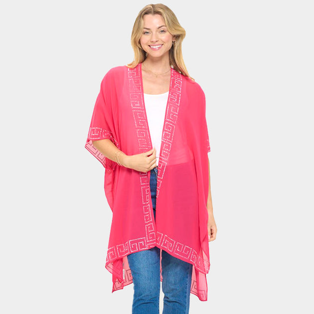 TRUEDAMES Geometric Pattern Poncho Black One Size 2