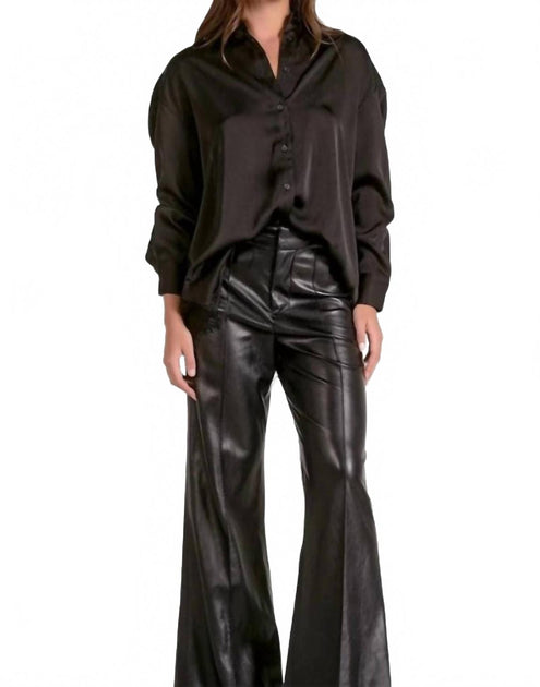 ELAN Button Front Lace Back Blouse Black XSmall 2