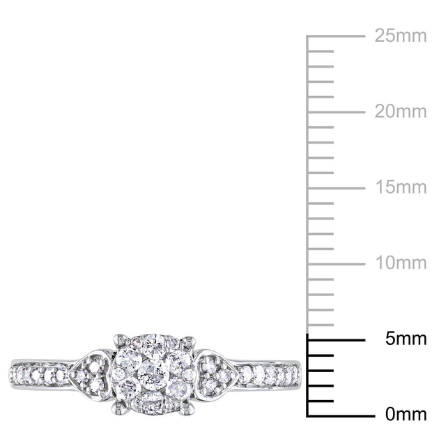 Mimi & Max Diamond Engagement Ring 10k White Gold Silver US 9 4