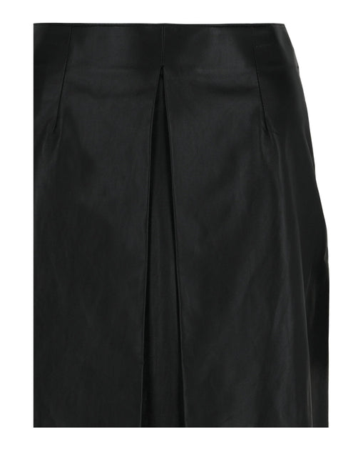 Ferragamo Leder-Midirock mit Plissee-Front schwarz EU 40 4