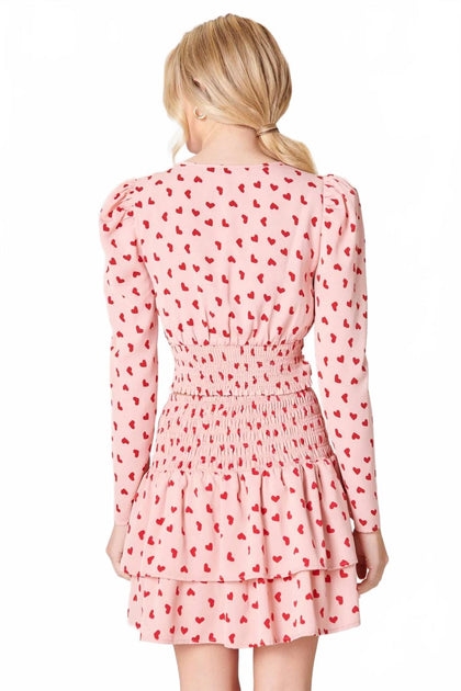 Sugarlips Corazon Heart Print Surplice Cropped Top Pink Red Large 3